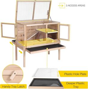 Gabbia in Legno per Porcellini d'India e Conigli con Supporto Rimovibile, Rete Metallica, Design a <span class=keywords><strong>2</strong></span> Piani, per Uso Interno, Impermeabile e Chiudibile - Product Image 5