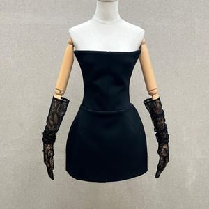 Women's Sexy Backless Tube <b>Dress</b> with Lace Gloves Slim-Fit Bodycon Short <b>Cocktail</b> <b>Dress</b> - Product Image 6