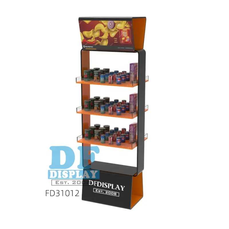 FD31012 Coffee Beverage Display Rack Metal Bottle Display Stand Water Stand Rack Food Soft Drink Display Floor Stand