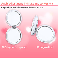 DIY Diamant Peinture Mandala Miroir de Maquillage Double Face Percé Plein Foret Diamant Cristal Fleur Pliable Femmes Mini Miroirs