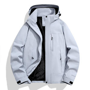 Logotipo personalizable, ropa de trabajo al aire libre de gama alta, resistente al viento, impermeable, soporte de tela de tres pruebas, ajuste holgado para compras grupales de otoño - Product Image 1