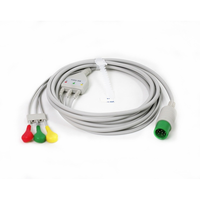 Câbles de fournisseur médical ECG compatibles Sonde à oxygène fendue Ekg One Piece 5 Lead Snap Clip Lead Wire Monitor ECG Connector Cable