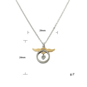 <b>Angel</b> Wings Pendant Stainless Steel Heart <b>Charm</b> Necklace Unisex Everyday Wear Retro Themed Geometric Design 120231 - Product Image 5