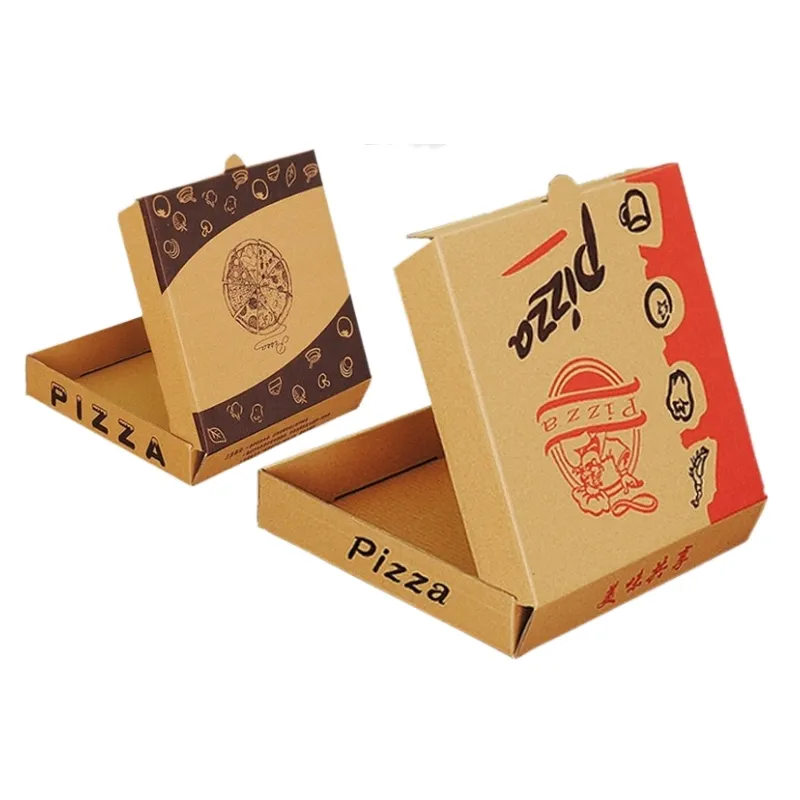 Impresión de logotipo personalizado Caixas Para Pizzas 9 10 11 12 14 18 pulgadas hamburguesa Pizza cajas flauta corrugado Pizza caja de embalaje