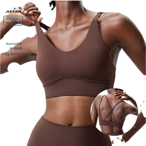 Soutien-gorge de sport pour femme, yoga et fitness, maintien moyen, respirant, en Spandex/Nylon, avec coussinets amovibles, dos croisé - Product Image 3