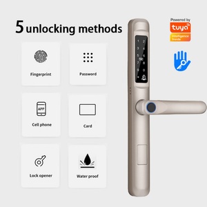 Serrure de porte intelligente en alliage d'aluminium mince et étanche avec empreinte digitale, mot de passe, déverrouillage numérique, stockage cloud, application TTLock pour bois - Product Image 2