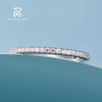 Bague de mariage minimaliste Rochime en argent sterling 925 plaqué rhodium avec zircone cubique, bijoux pour femmes