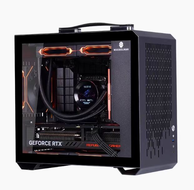 Factory Portable Mid Tower MicroATX Gaming PC Case Black Tempered Glass Side Panel Carry Handle Water Cooling Support