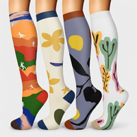 Chaussettes de compression tricotées entièrement personnalisées pour femmes, antidérapantes, à compression dégradée, pour infirmières, sport, voyage, fourniture OEM ODM