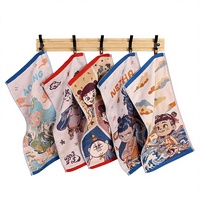 New Children's Cartoon Square Towel Made Cotton Washed Four-Layer Gauze Jacquard Soft Absorbent Daily Use Wholesale