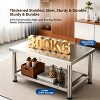 Table basse carrée extra-épaisse entièrement en acier inoxydable avec étagère de rangement, design à bords biseautés, style minimaliste moderne pour la maison et les loisirs