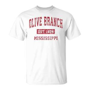 Olive Branch Mississippi Est 1874 T-shirt rouge vintage - Product Image 1