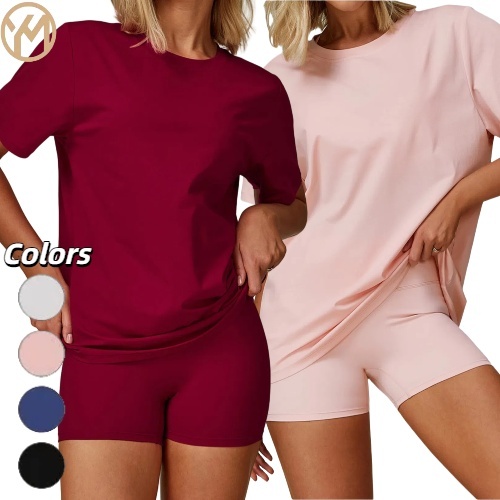 Yimo Custom Women Round Neck Loose Workout Shirt Female Short Sleeves Lightweight Yoga Top Lady Quick Drying Running T-shirt