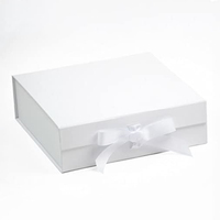 Boîte cadeau de luxe pliable magnétique personnalisée avec logo, en carton rigide blanc, pelliculage mat, recyclable, avec ruban pour bouquets – Vente en gros