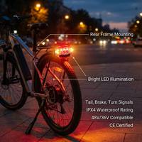 Luz trasera LED de acero para bicicleta eléctrica, montaje en el cuadro delantero, luz de freno de alta luminosidad, intermitentes, IPX4, 12-60V