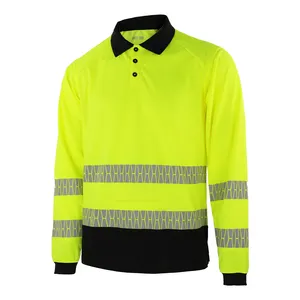 Pabrik Produksi OEM Hi Vis Reflektif Keselamatan Polo Kemeja Kuning Oranye Pakaian Kerja Keselamatan