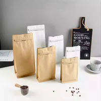 Sacs à café réutilisables personnalisés pour aliments, recyclables, avec fermeture éclair, pochettes debout semi-transparentes, sacs à thé imprimés avec valve