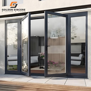 Villa de luxe GS Porte d'entrée en aluminium noir personnalisée Entrée de jardin moderne de luxe Portes battantes doubles en aluminium - Product Image 6
