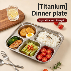 Plato Dividido de Titanio con 5 Compartimentos, Bandeja Seccional para Alimentos, Logotipo Personalizado, OEM, Venta al Por Mayor, Precio de Fábrica - Product Image 6
