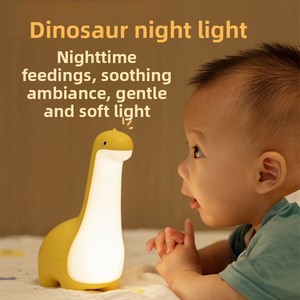 Luce Notturna LED a Forma di Giraffa o Dinosauro, Ricaricabile USB, Controllo Touch, Luminosità Regolabile, Luce <span class=keywords><strong>Gialla</strong></span>/Verde/Blu - Product Image 5