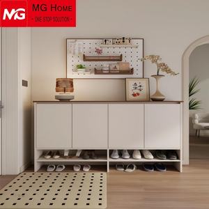 Zapatero Alto Blanco, Mueble <span class=keywords><strong>para</strong></span> Zapatos Blanco y Dorado, Almacenamiento de Zapatos Rústico - Product Image 3