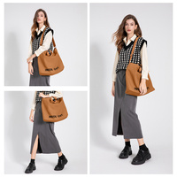 Grand Sac de Courses en Toile Noire de Luxe pour Femme, Sac Fourre-Tout Polyvalent à Épaule
