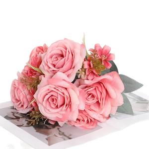 Ramo de Rosas Artificiales, Flores de Seda y Plástico de Alta Simulación, Decoración para Bodas y Hogar, Rojo, Rosa, Blanco, Blanco Hueso - Product Image 5