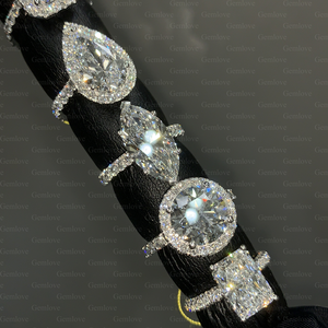 Laboratory-grown 6.03-carat diamond Combination <b>ring</b> for women 18K white gold oval-cut diamond Anniversary jewellery - Product Image 2