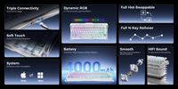 Teclado Mecánico GravaStar Mercury K1 Lite 75% Tri-Modo con Junta Transparente, Intercambiable en Caliente, 4000mAh RGB para Juegos de PC