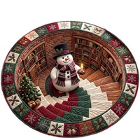 Tapis rond de Noël matelassé, motif flocon de neige ferroviaire, pour salon et chambre à coucher