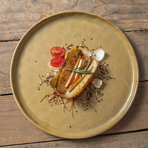 Platos de Porcelana Rústicos Personalizados con Logotipo para Catering y Restaurantes, Platos Retro con Motas Pigmentadas, Platos para Hornear Marrones, Plato Plano para Pizza - Product Image 4