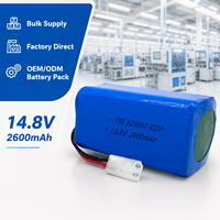Paket Baterai Li-Ion 18650 4S1P 14.8V 2600mAh Kustom dengan Konektor 2 Pin OEM ODM Pasokan Grosir