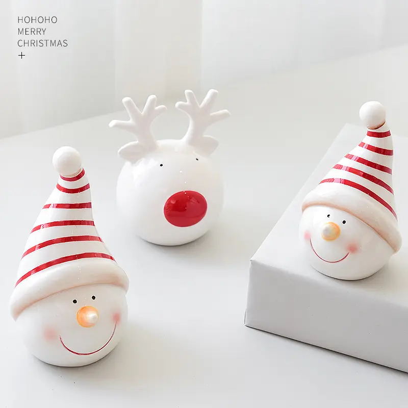 2021 Hot Sale Home Table Decoration Creative Cute Christmas Ceramic Snowman