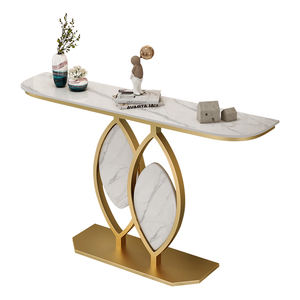 Table console italienne de luxe simple et créative en demi-cercle, design moderne en métal, pour le salon, l'entrée ou le hall. - Product Image 2