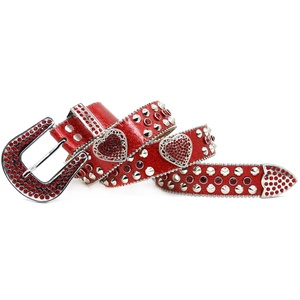 Westlicher Luxus Herren PU-Ledergürtel Breite Legierungsschnalle Kristall-Strass-Diamant-Einlage Mode Punk Trend Design Individuelles Logo - Product Image 5