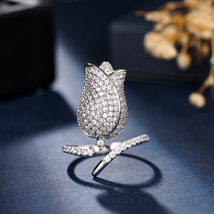 Anello Aperto Regolabile a Forma di Tulipano per Donne, Gioiello da Dito Elegante e alla Moda - Product Image 6