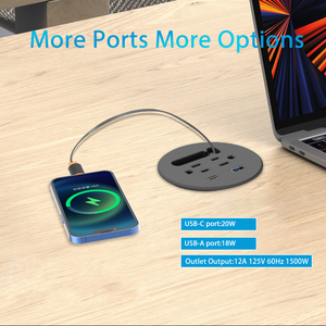 <span class=keywords><strong>Prise</strong></span> de bureau intelligente américaine encastrée avec 1 câble USB-C rétractable, <span class=keywords><strong>prise</strong></span> de bureau et de canapé encastrée, <span class=keywords><strong>prise</strong></span> de bureau ronde - Product Image 5