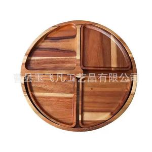 Acacia Wood Divided <b>Tray</b> Round Solid Wood Dessert <b>Snack</b> <b>Tray</b> For Afternoon Tea Serving - Product Image 4
