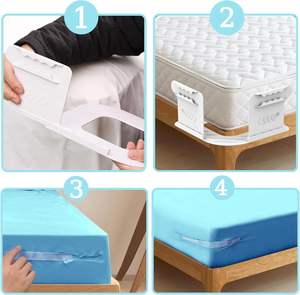 Sujetadores de sábanas con correas para esquinas de sábanas ajustables, con tiras de bloqueo y clips de sujeción para cubiertas de esquinas de sábanas ajustables - Product Image 2