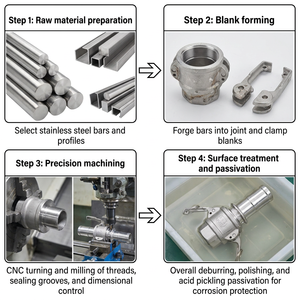 Raccord rapide de type C Camlock de qualité alimentaire, conforme aux normes d'hygiène pour les lignes de production de boissons et pharmaceutiques - Product Image 3
