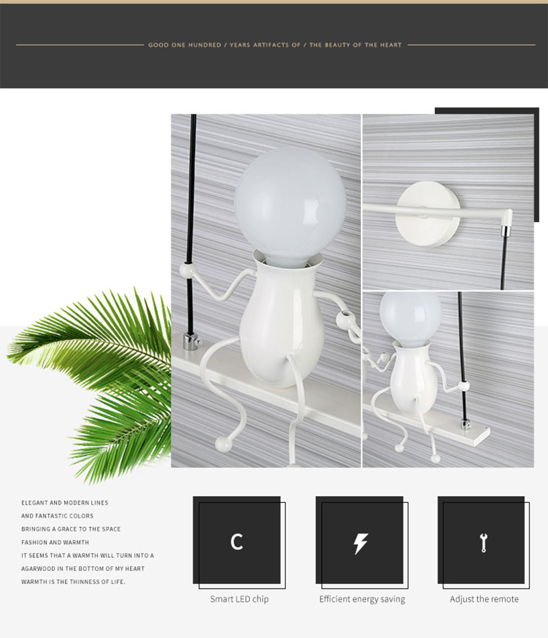 BLUEKING wholesale Art Antique Nordic Vintage Black Iron indoor Wall sconces light  E27 Bulb Simple bedroom lamp