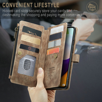 Étui de protection CaseMe pour S23 Ultra avec recharge sans fil, antichoc, portefeuille, en cuir artificiel