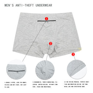 Hygieia 남성용 코튼 복서 반바지 지퍼 포켓 및 도난 방지 기능 미드 라이즈 Calzoncillos Y 복서 맞춤형 - Product Image 5