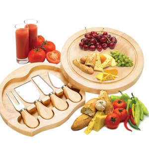 Ensemble de planches à fromage en bambou avec étui pour couteaux, lames en acier inoxydable, lavage à la main uniquement, housse de protection pour servir le fromage et - Product Image 1