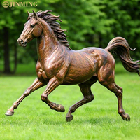 Sculptures de chevaux en cuivre moulé à l'extérieur personnalisées, sculptures de chevaux simulés, sculptures et ornements de chevaux de course