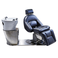 Fauteuil de lavage électrique inclinable avec cuvette en céramique – Station de lavage de cheveux de luxe pour salon, lit de spa capillaire