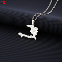 Collier unisexe en acier inoxydable avec drapeau d'Haïti, pendentif géométrique en émail avec carte d'Haïti, collier tendance, vente chaude en stock
