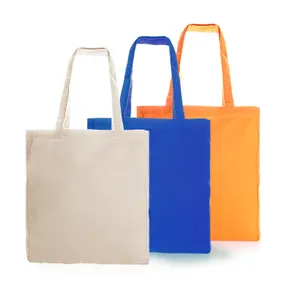 Low MOQ colorful eco friendly plain cotton canvas tote shopping bags custom logo long lasting and durable