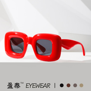 Y2K <b>Square</b> <b>Sunglasses</b> Red PC Frame UV400 Protection Unisex Street Style - Product Image 1
