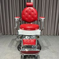 Fauteuil de Barbier Commercial Rétro Américain en Métal Haut de Gamme avec Teinture à Chaud, Accoudoirs Rotatifs et Design Inversé Relevable